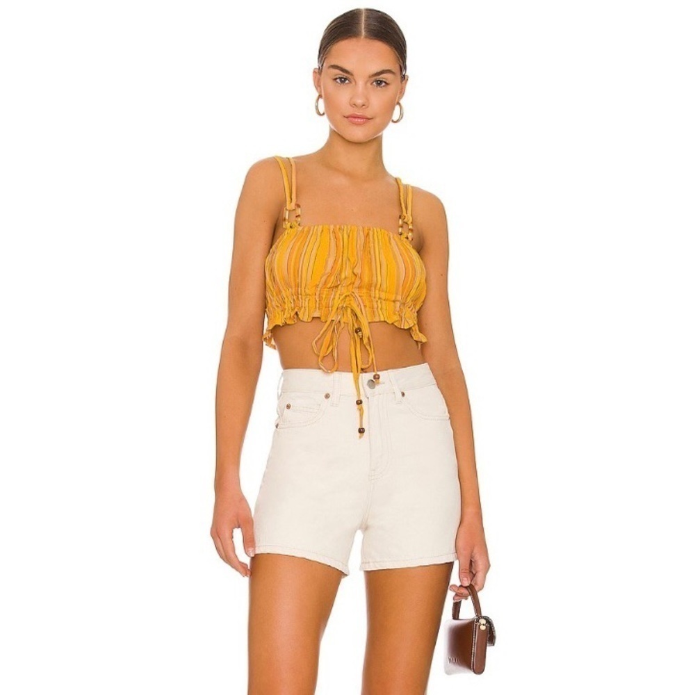 🌹HP!!🌹NWT House of Harlow 1960 Boho Chic Striped Drawstring Crop Top Size M 🌷 - Picture 4 of 4